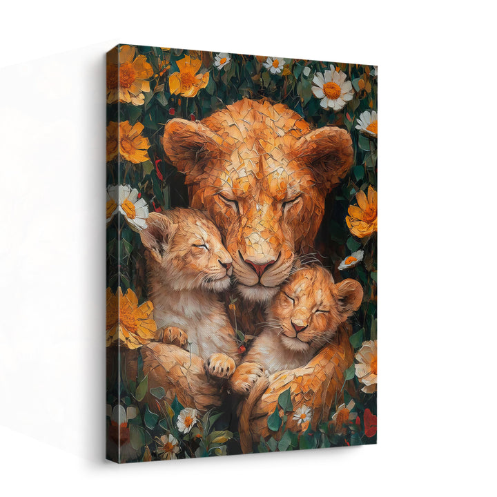 Mother Lioness and Cubs Canvas Print