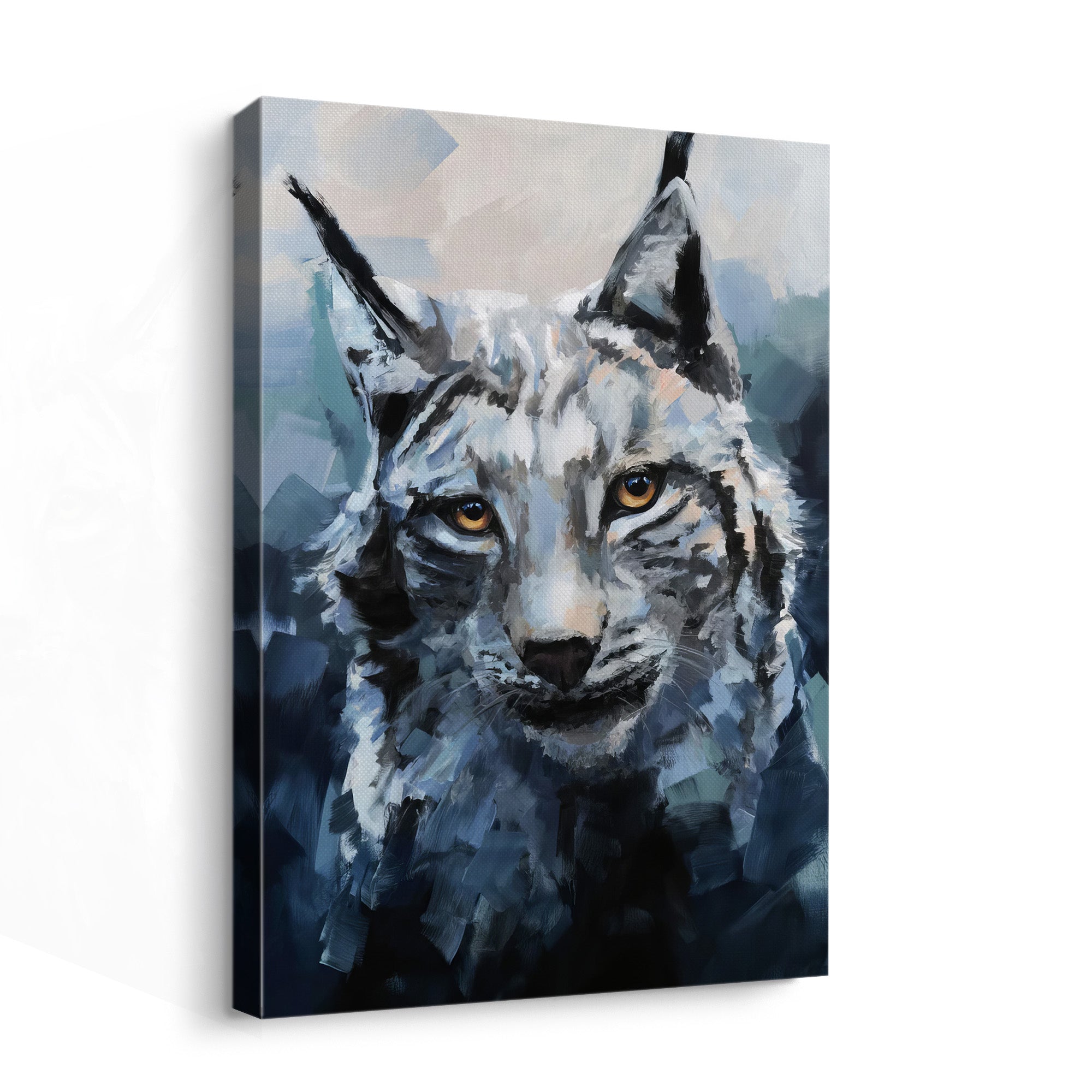 Abstract Wild Cat Canvas – Blue Expressionist Art | Artbyusuf