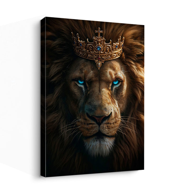 Lion Portrait With Blue Eyes