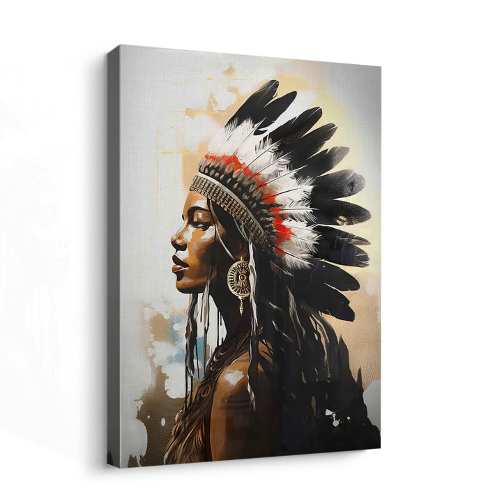 Indigenous Charm Woman Canvas Print – Tribal Wall Art