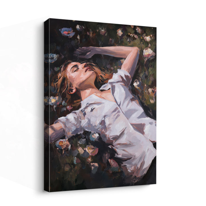 Woman In Bloom – Dreamy Floral Portrait Canvas