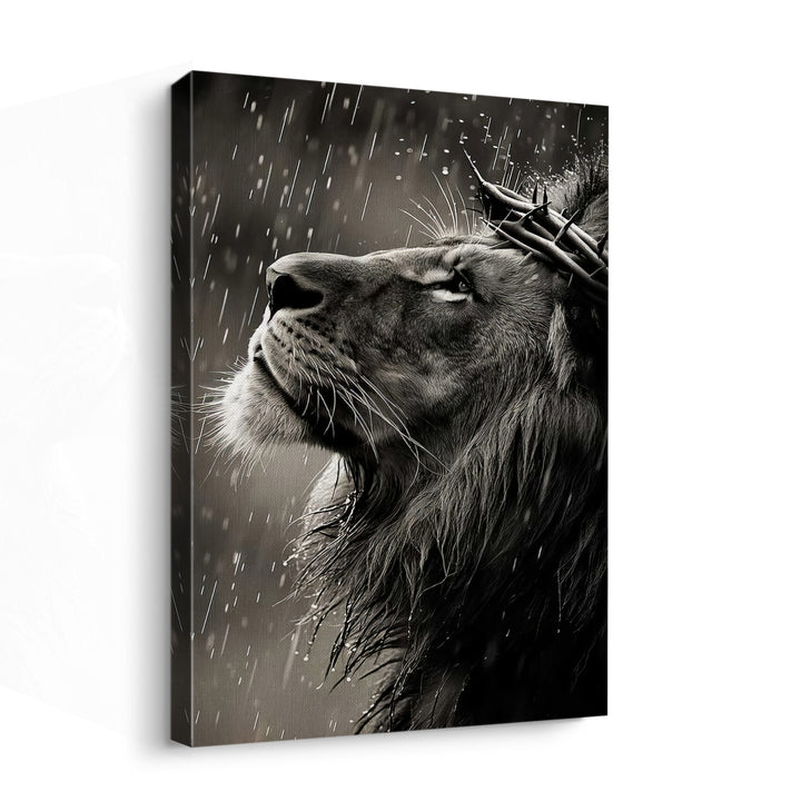 Sacred Lion Canvas Wall Art – Crown of Thorns Lion Print