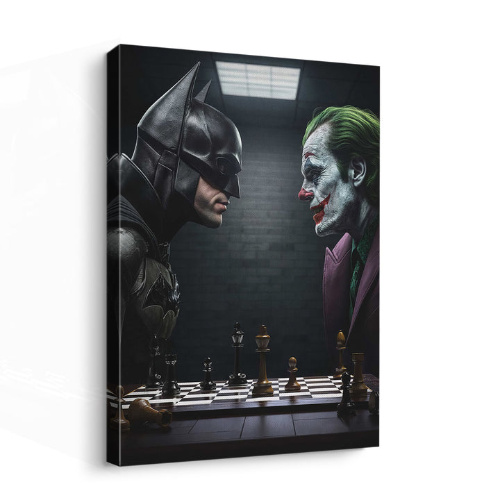 Final Showdown Canvas Print – Bat vs Joker Chess Duel