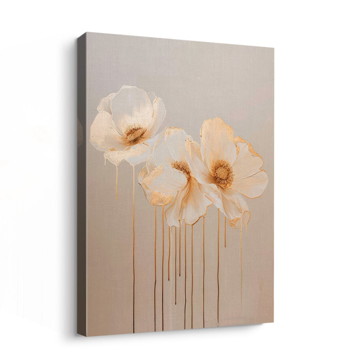 Molten Gold Floral Canvas Wall Art – Elegant Golden Flower