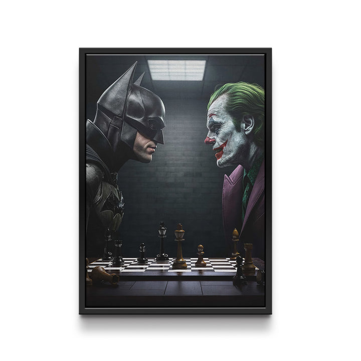 Final Showdown Canvas Print – Bat vs Joker Chess Duel