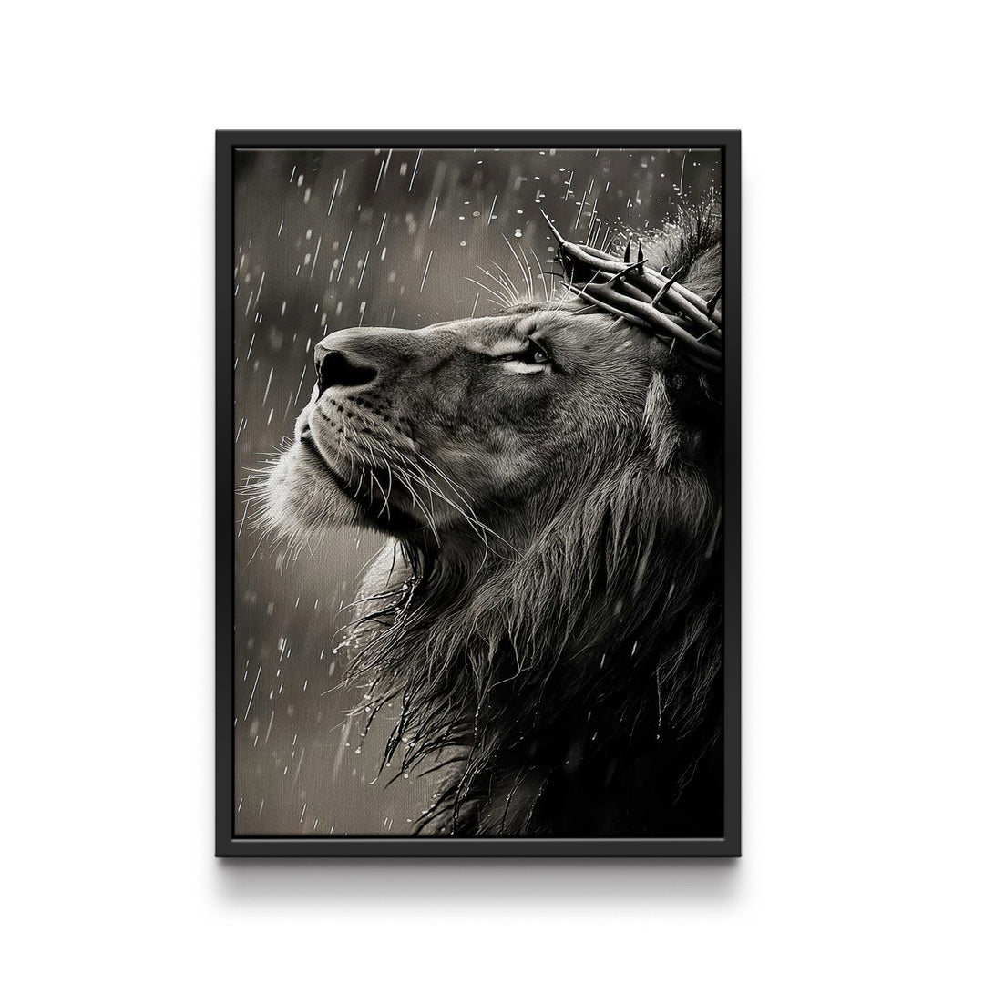 Sacred Lion Canvas Wall Art – Crown of Thorns Lion Print