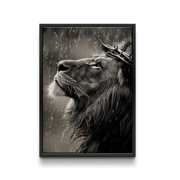 Sacred Lion Canvas Wall Art – Crown of Thorns Lion Print