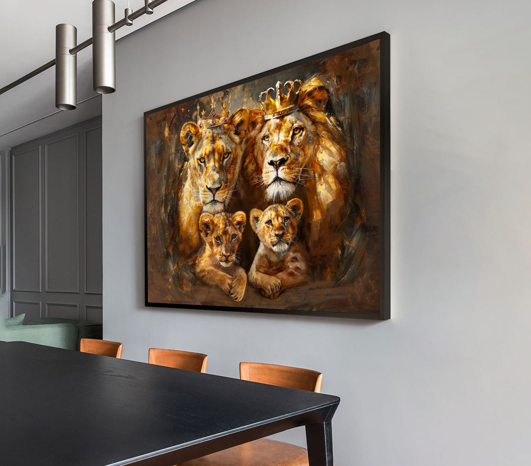 Royal Lion Family Abstract Canvas Print