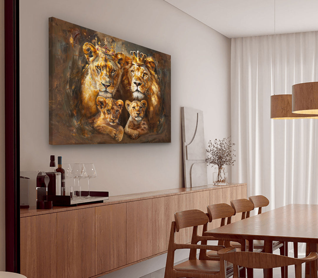 Royal Lion Family Abstract Canvas Print