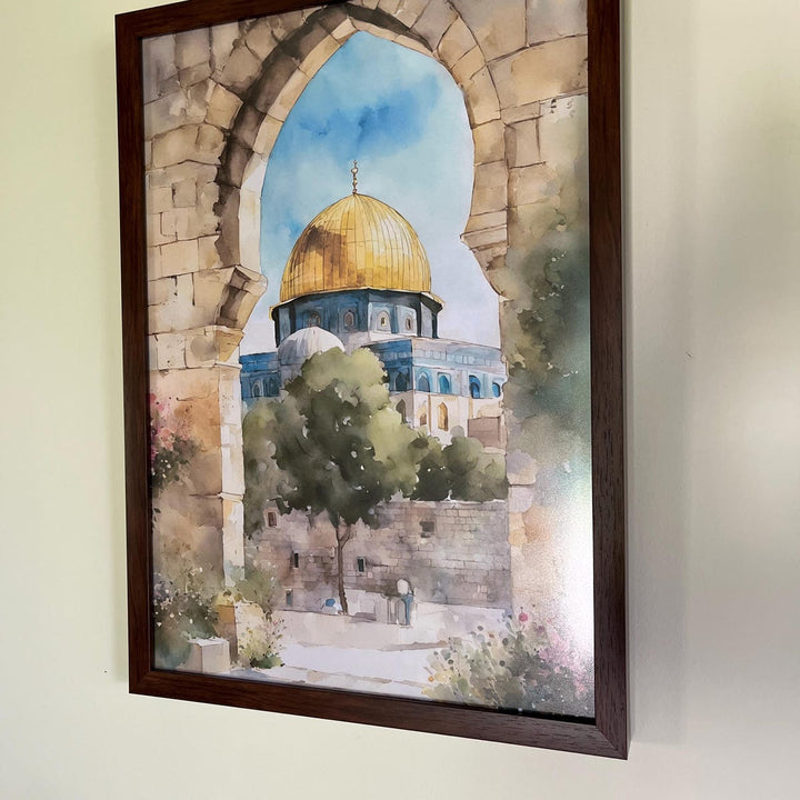 Lifestyle shot of Masjid Nabawi wall art in a modern bedroom