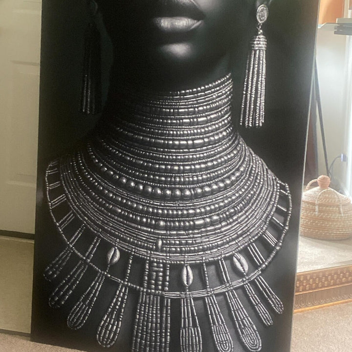 statement wall piece african tribal portrait on canvas