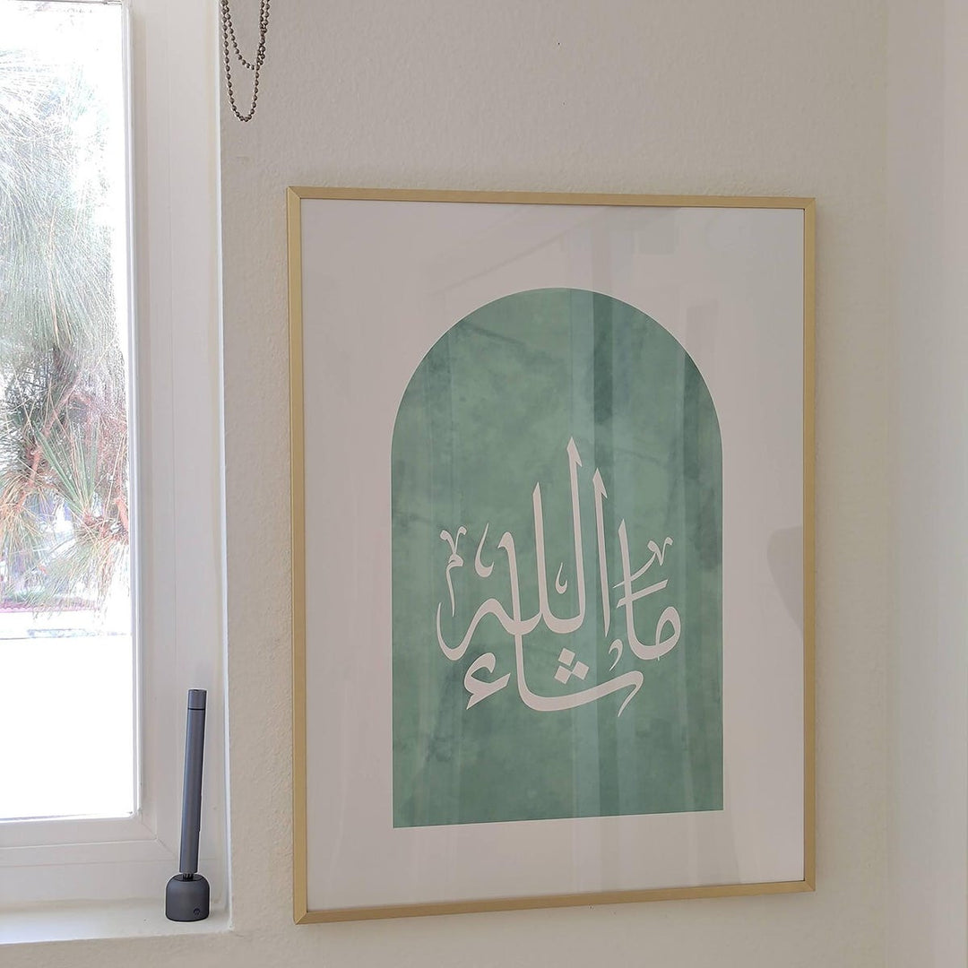 High quality sage green Mashallah art print for home decor