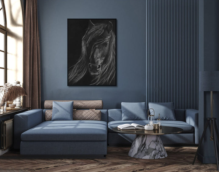 Abstract Black Horse Painting