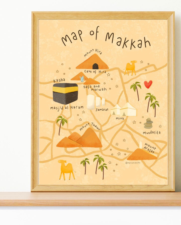 Makkah & Medina Map Prints | Islamic Kids Wall Art | Children's Room Decor | Islamic Nursery Decor