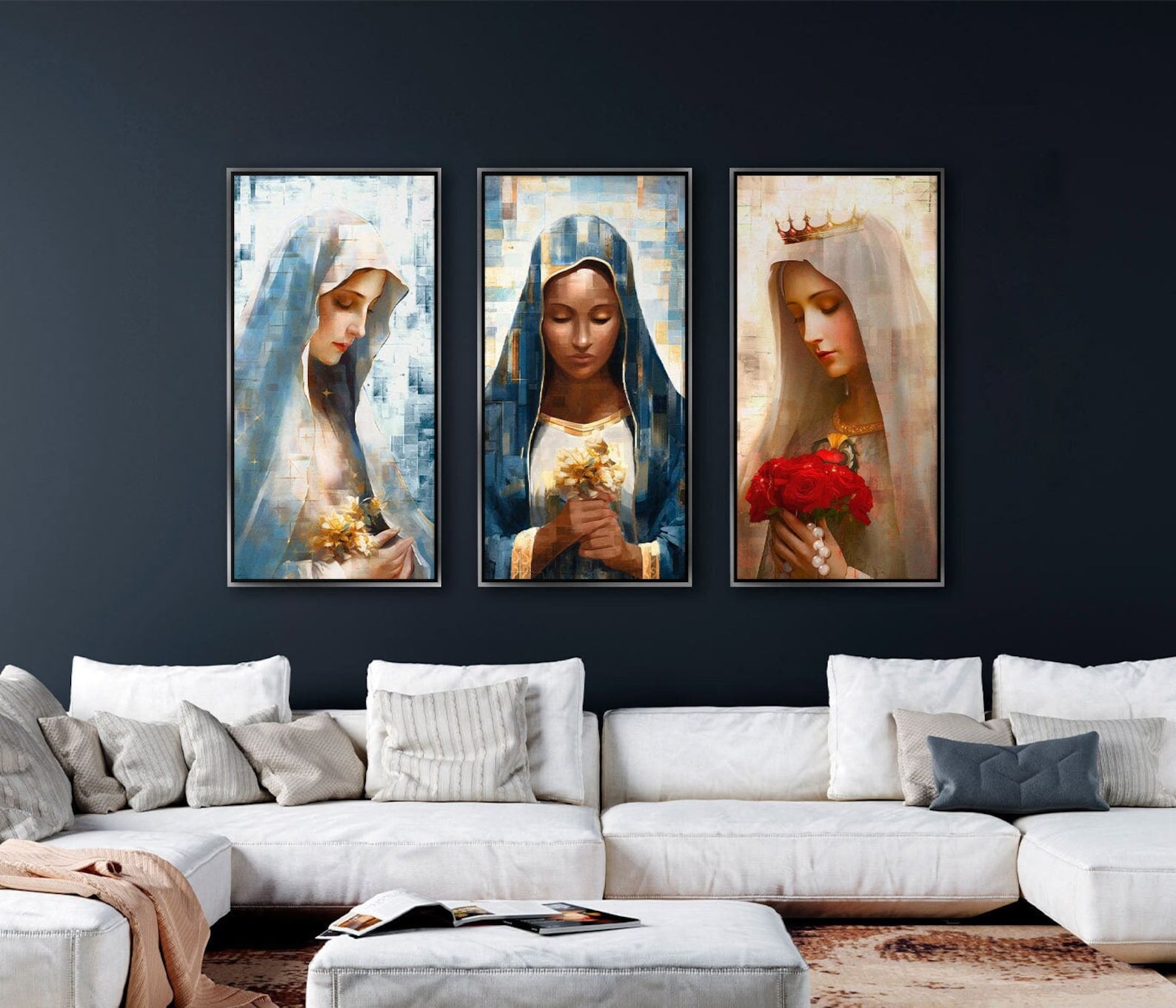 Catholic Abstract Design Patterns Our Ladies Abstract Grid Art - Modern Catholic Wall Decor – Artbyusuf