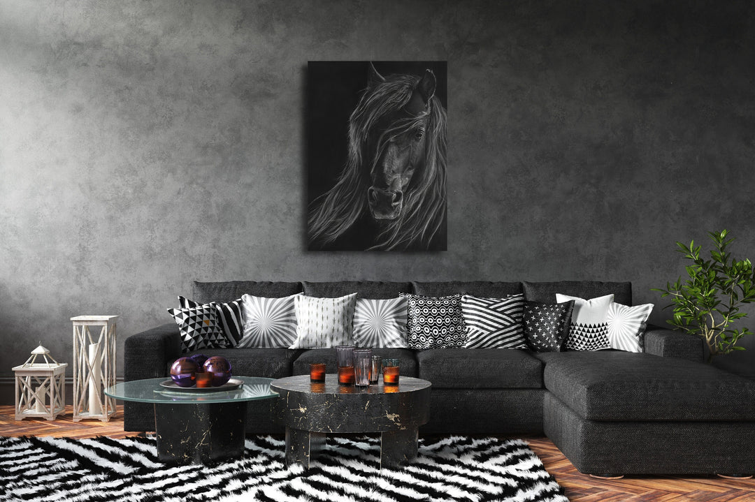 Abstract Black Horse Painting
