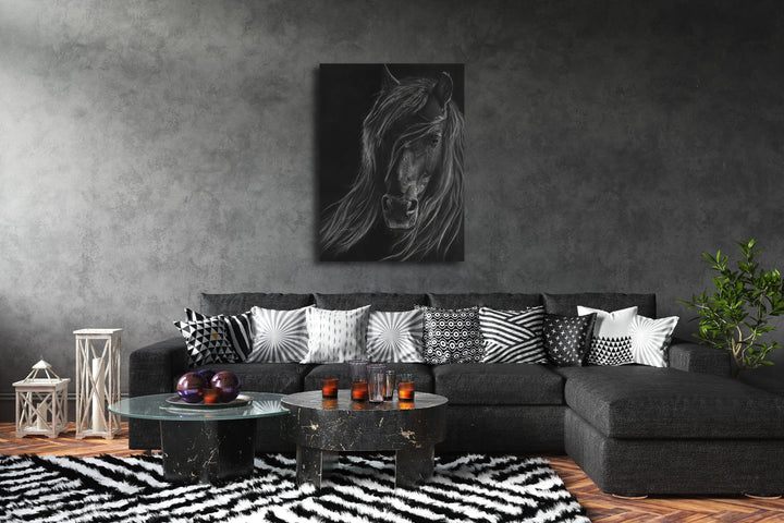 Abstract Black Horse Painting