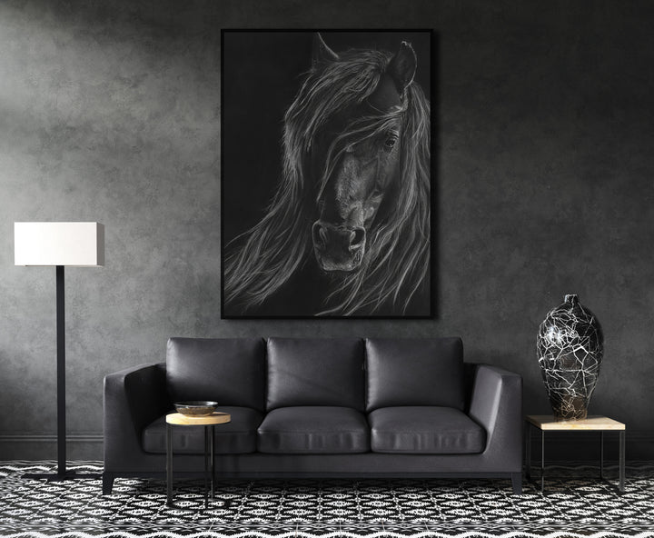 Abstract Black Horse Painting