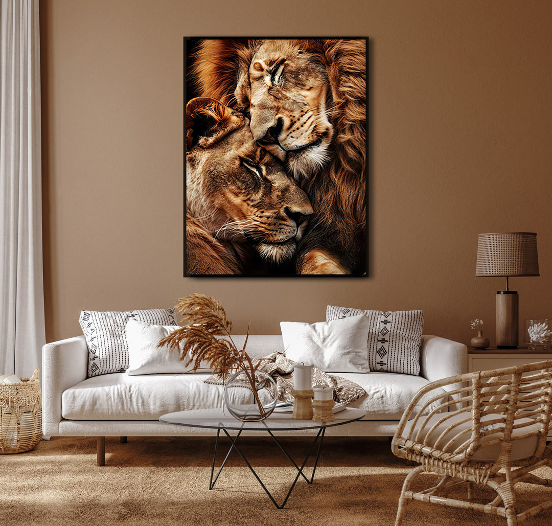 Lion and Lioness Couple Love Canvas Print