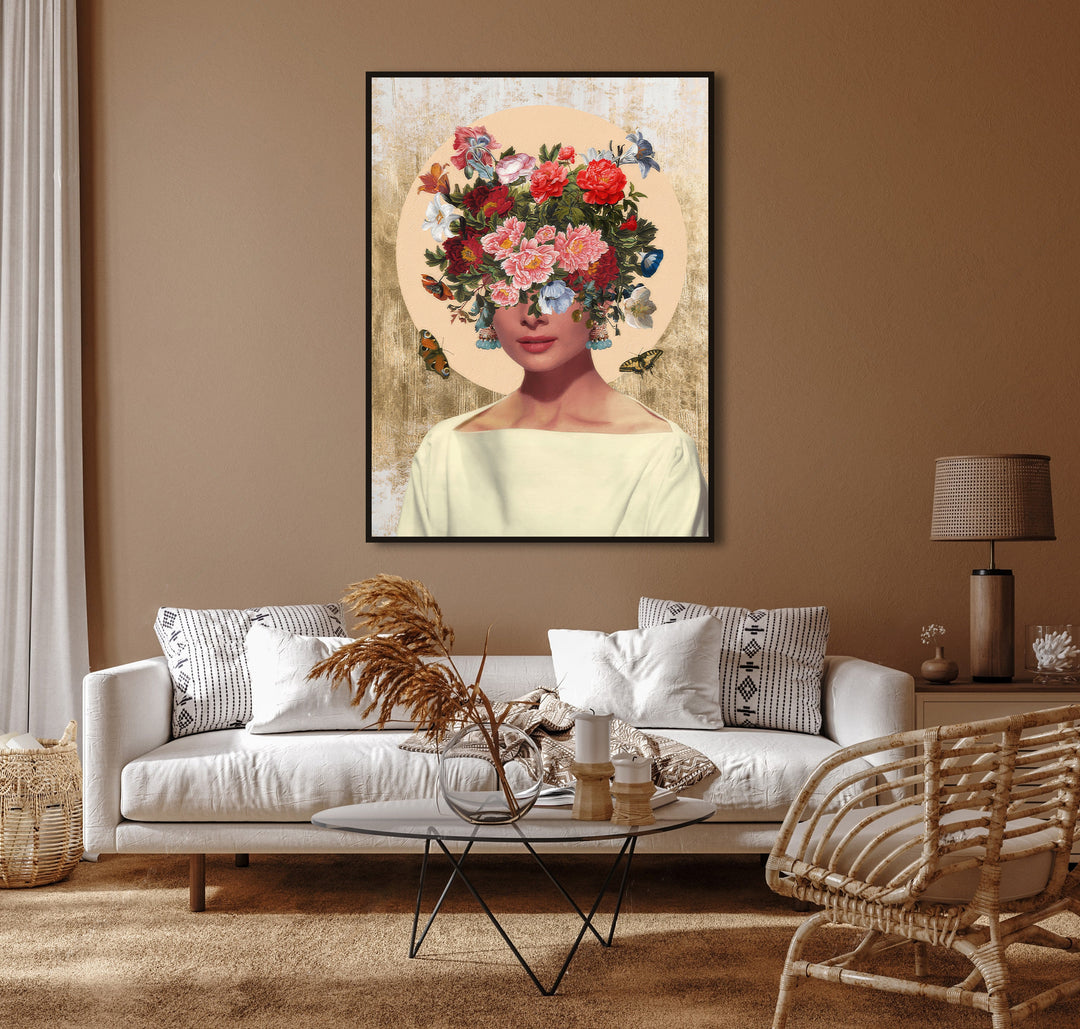 Abstract Floral Head Woman Canvas Print