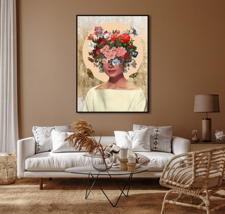 Abstract Floral Head Woman Canvas Print