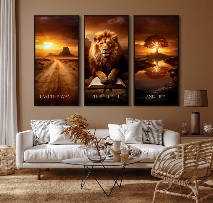 Lion of Judah and Scriptures Religious Canvas Print