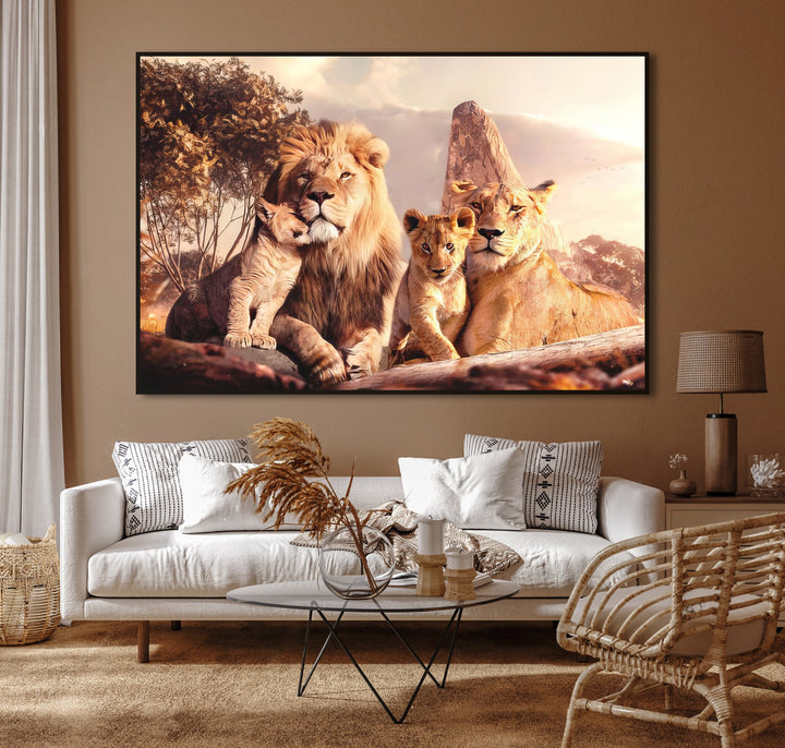 Roaring Cozy Lion Family Wall Art