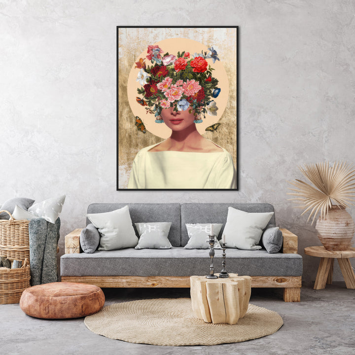 Abstract Floral Head Woman Canvas Print