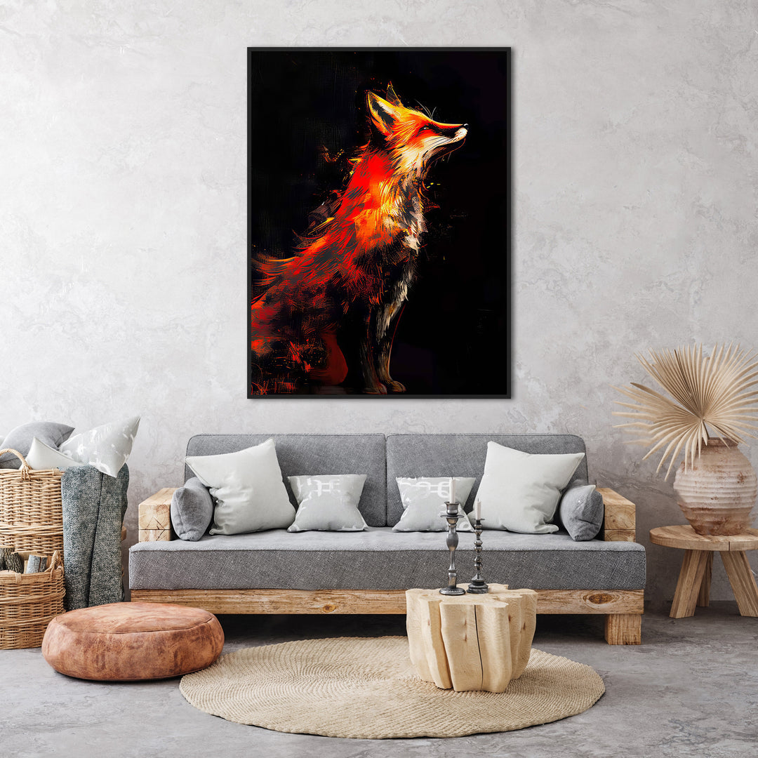Fox in Flame Abstract Painting