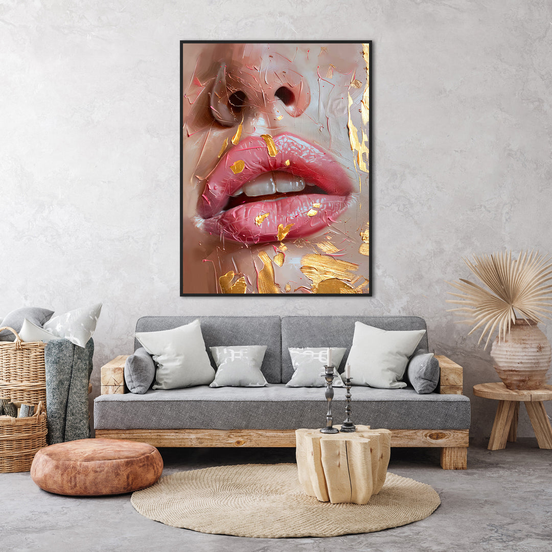 Sexy Pink Lips Asbtract Fashion Wall Art