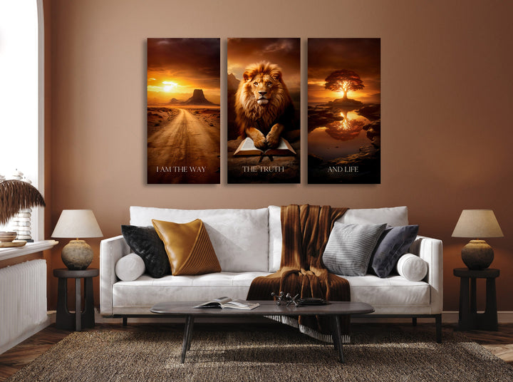 Lion of Judah and Scriptures Religious Canvas Print