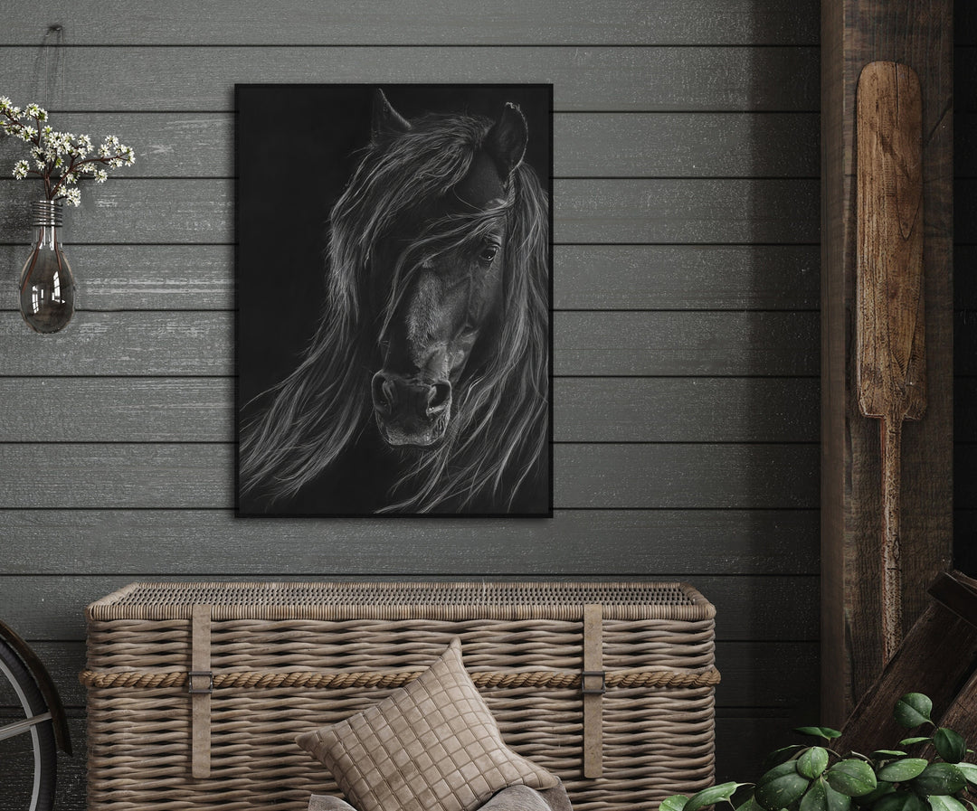 Abstract Black Horse Painting