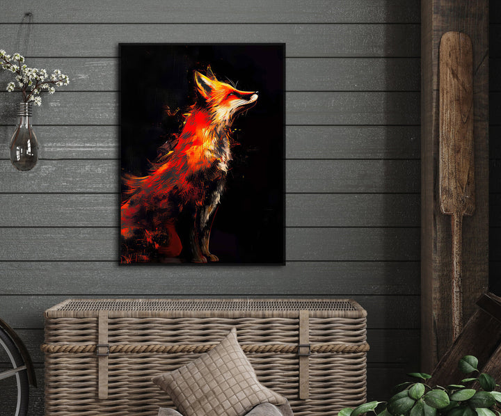 Fox in Flame Abstract Painting