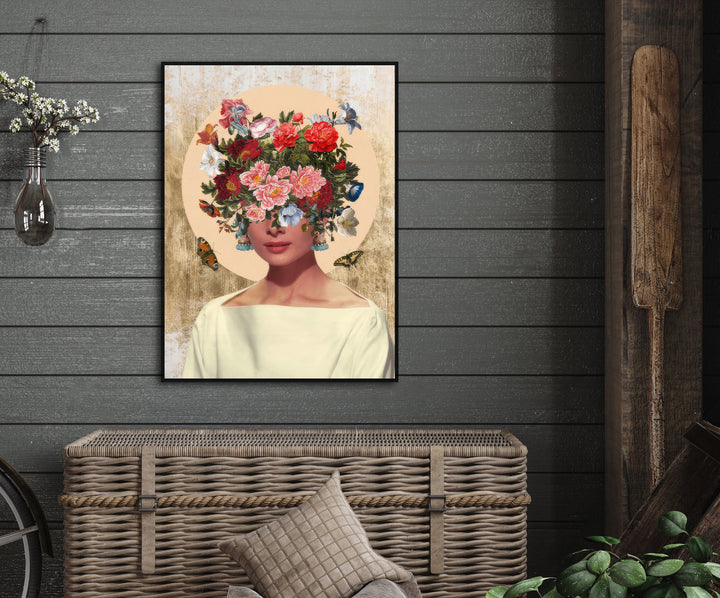 Abstract Floral Head Woman Canvas Print