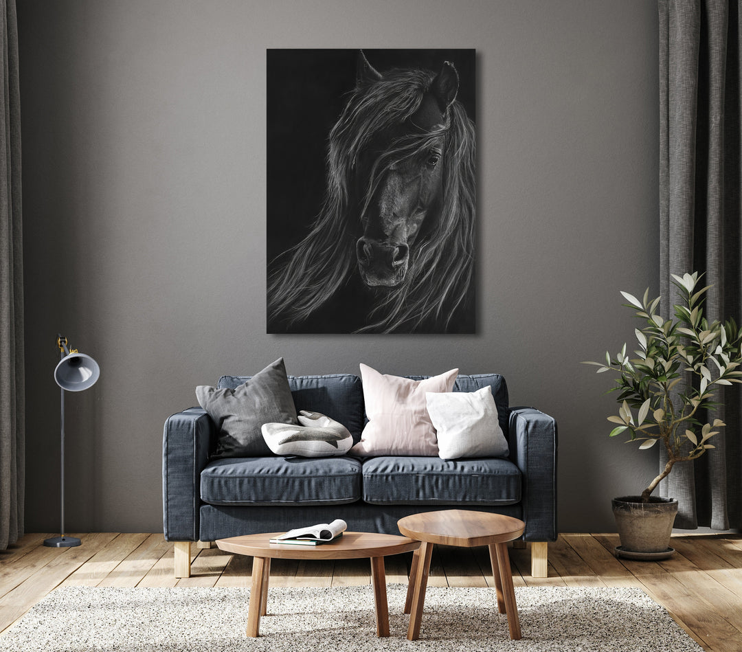Abstract Black Horse Painting