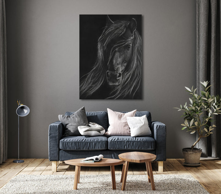 Abstract Black Horse Painting