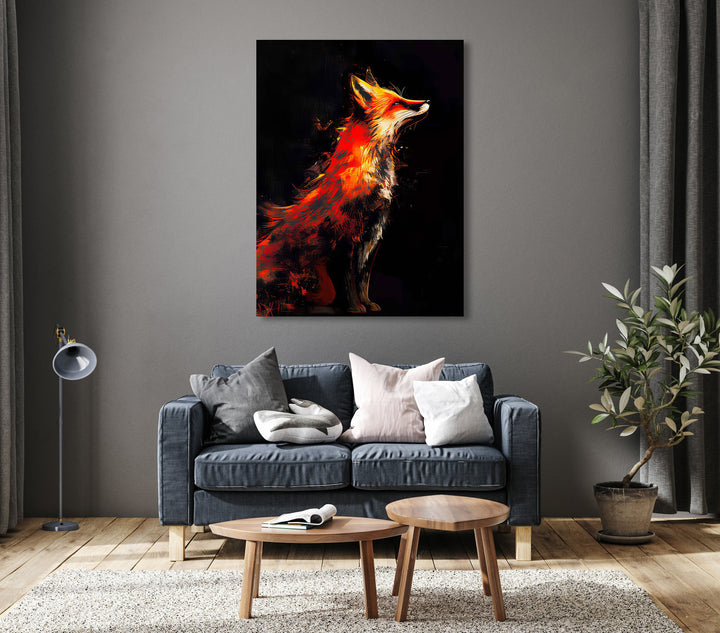 Fox in Flame Abstract Painting