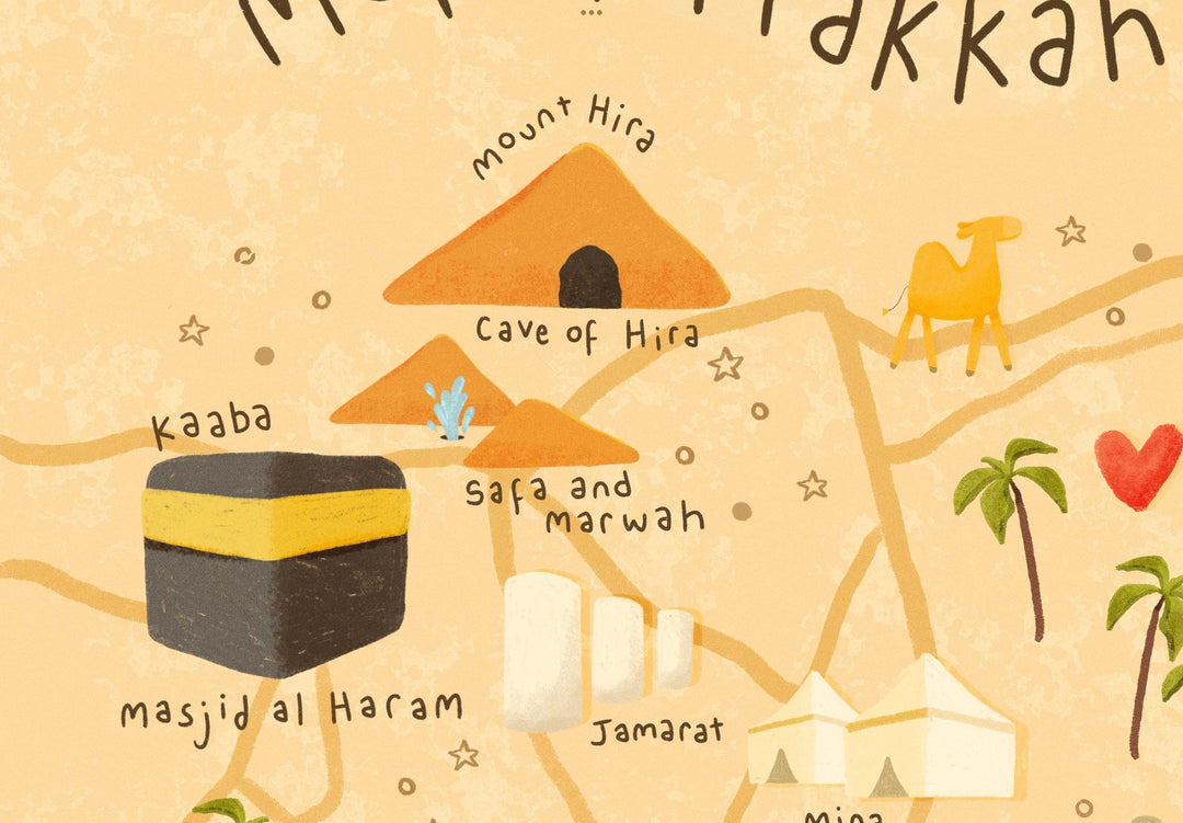 Makkah & Medina Map Prints | Islamic Kids Wall Art | Children's Room Decor | Islamic Nursery Decor