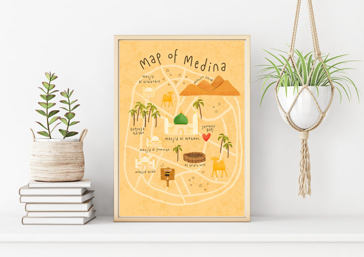 Makkah & Medina Map Prints | Islamic Kids Wall Art | Children's Room Decor | Islamic Nursery Decor