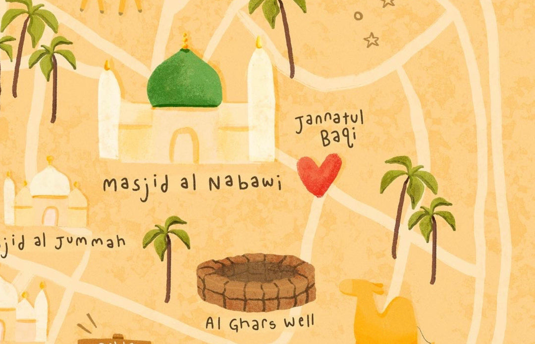 Makkah & Medina Map Prints | Islamic Kids Wall Art | Children's Room Decor | Islamic Nursery Decor