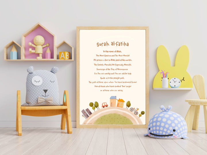 Surah Fatiha Print | Islamic Kids Wall Art | Children's Eid Gift | Ramadan Gift for Kids | Surah Fatihah Nursery Decor