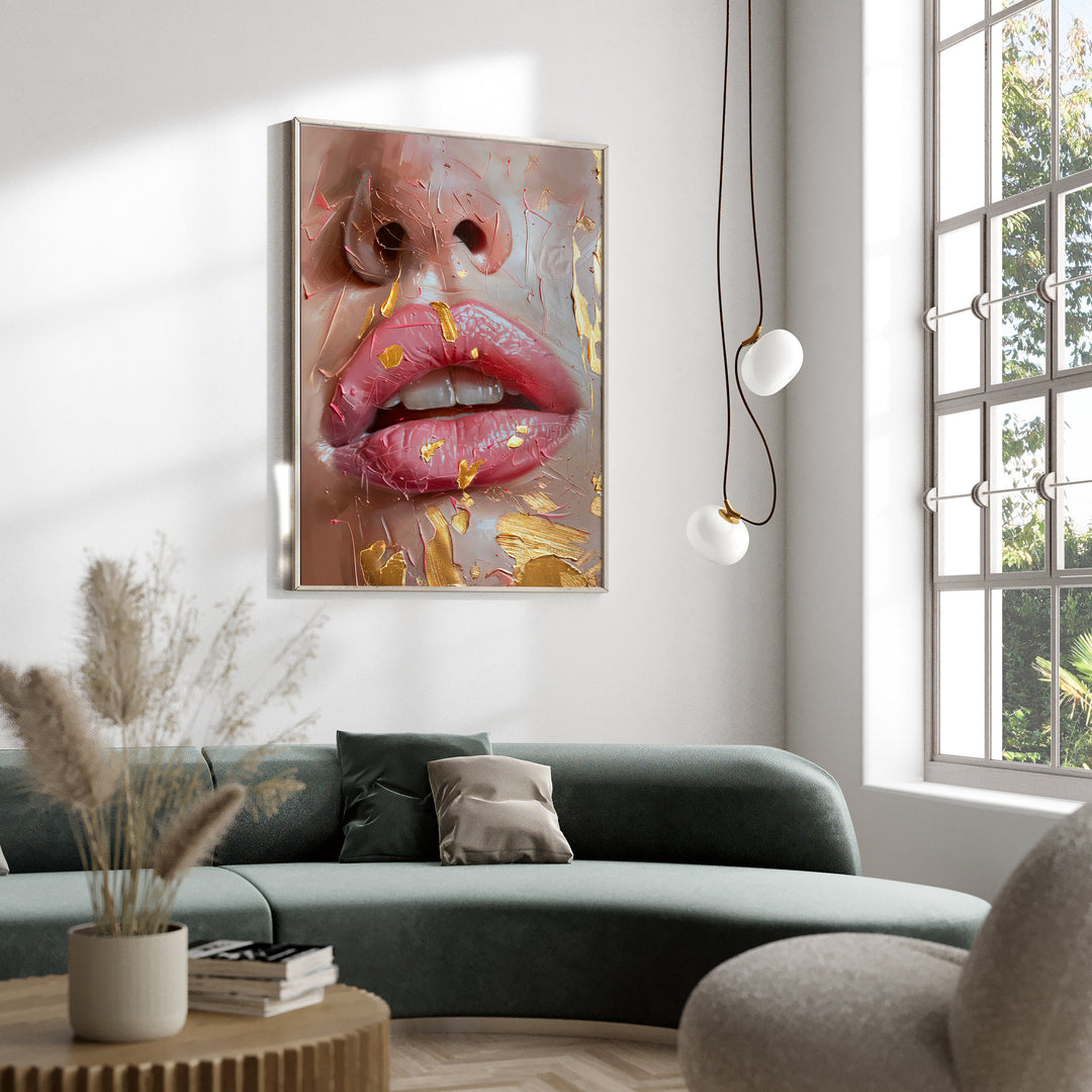 Sexy Pink Lips Asbtract Fashion Wall Art