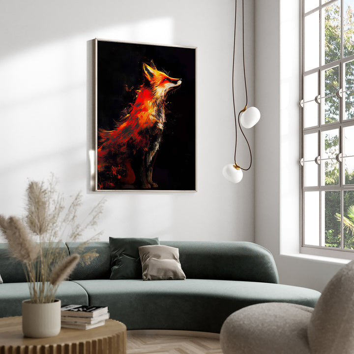Fox in Flame Abstract Painting
