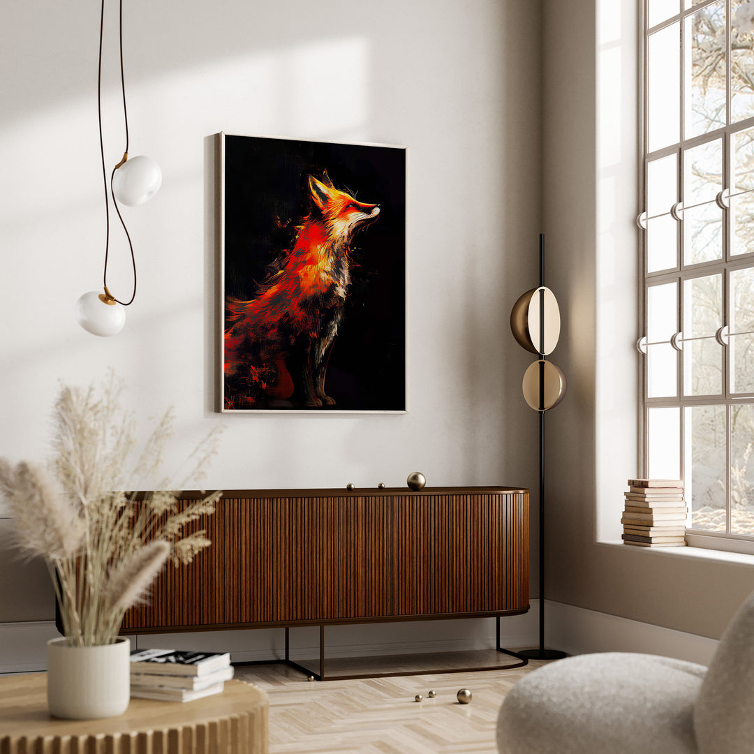 Fox in Flame Abstract Painting