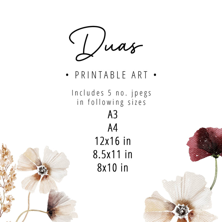 Elegant Islamic calligraphy Dua art print for walls