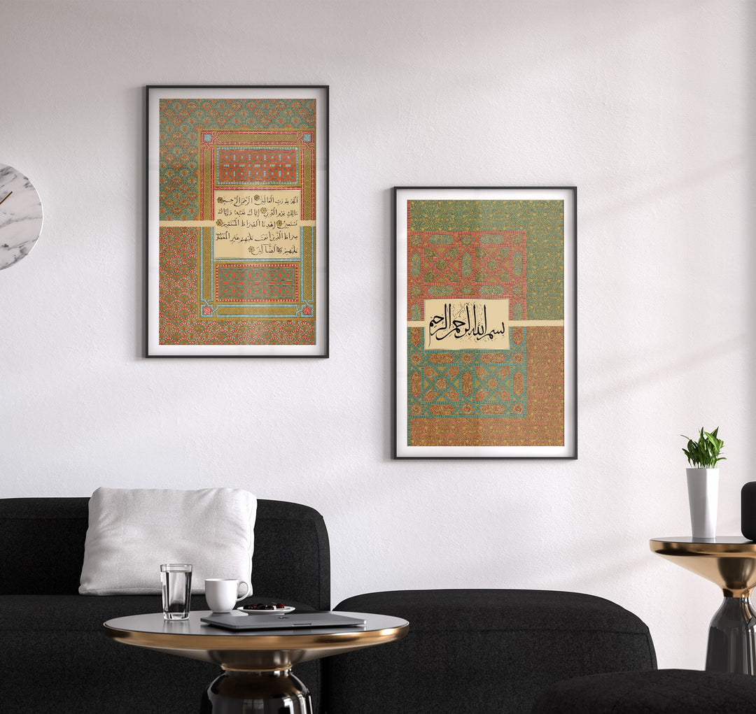 Pair of wall art prints arranged side by side for living room decor