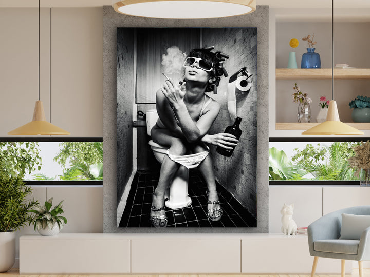 Living room setup showing graffiti art canvas on wall