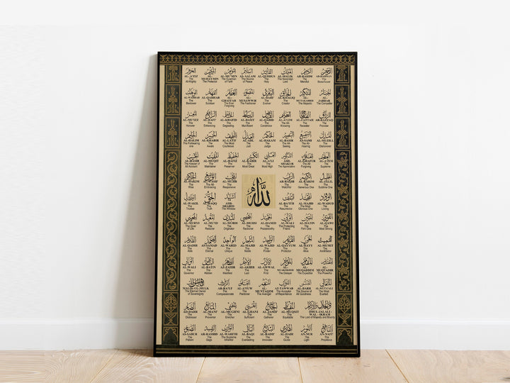Gallery-wrapped canvas close-up showing Arabic calligraphy and texture