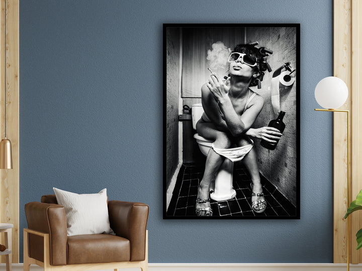 Framed wall art with street art style and vivid pinks blues