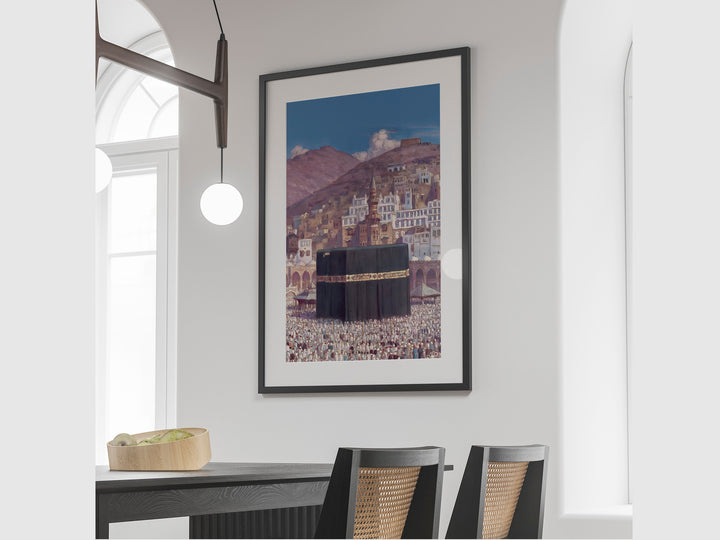 Islamic art painting for living room with Kaaba theme and rich details